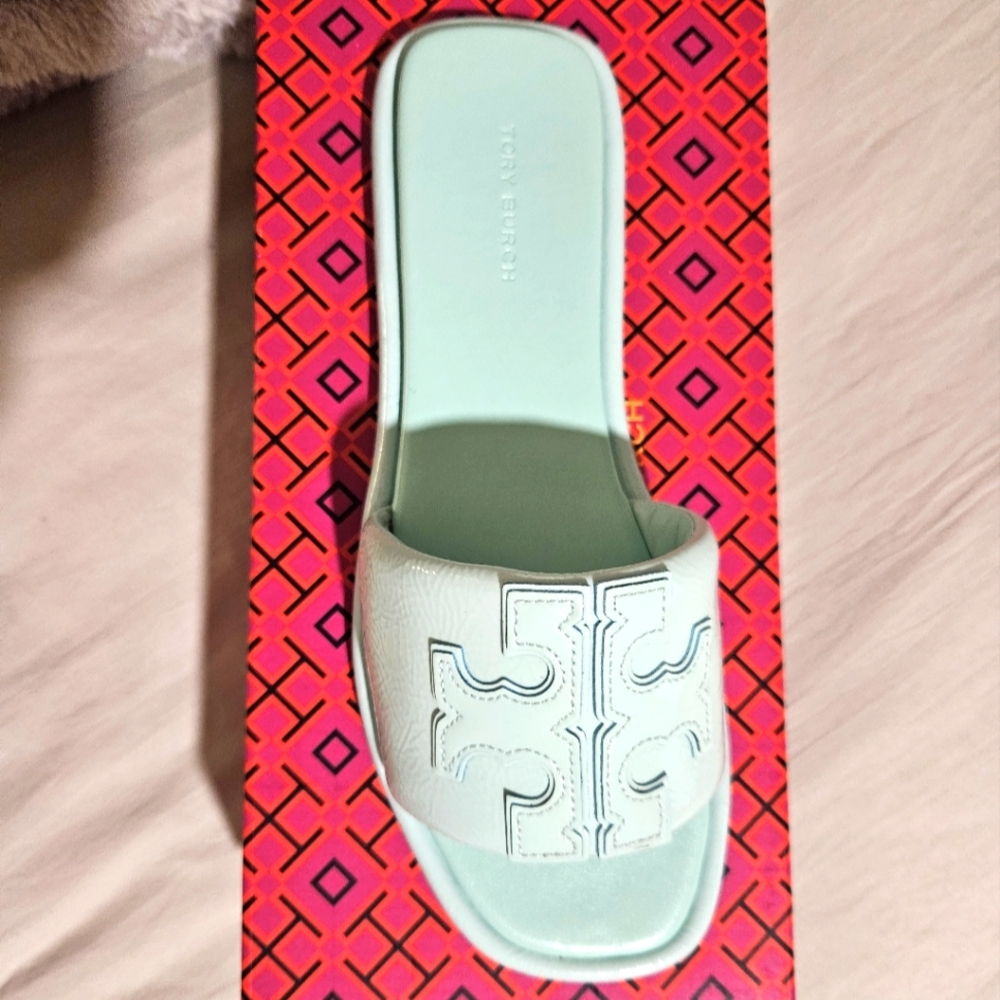 Tory Burch Tiffany Blue Slide Sandals